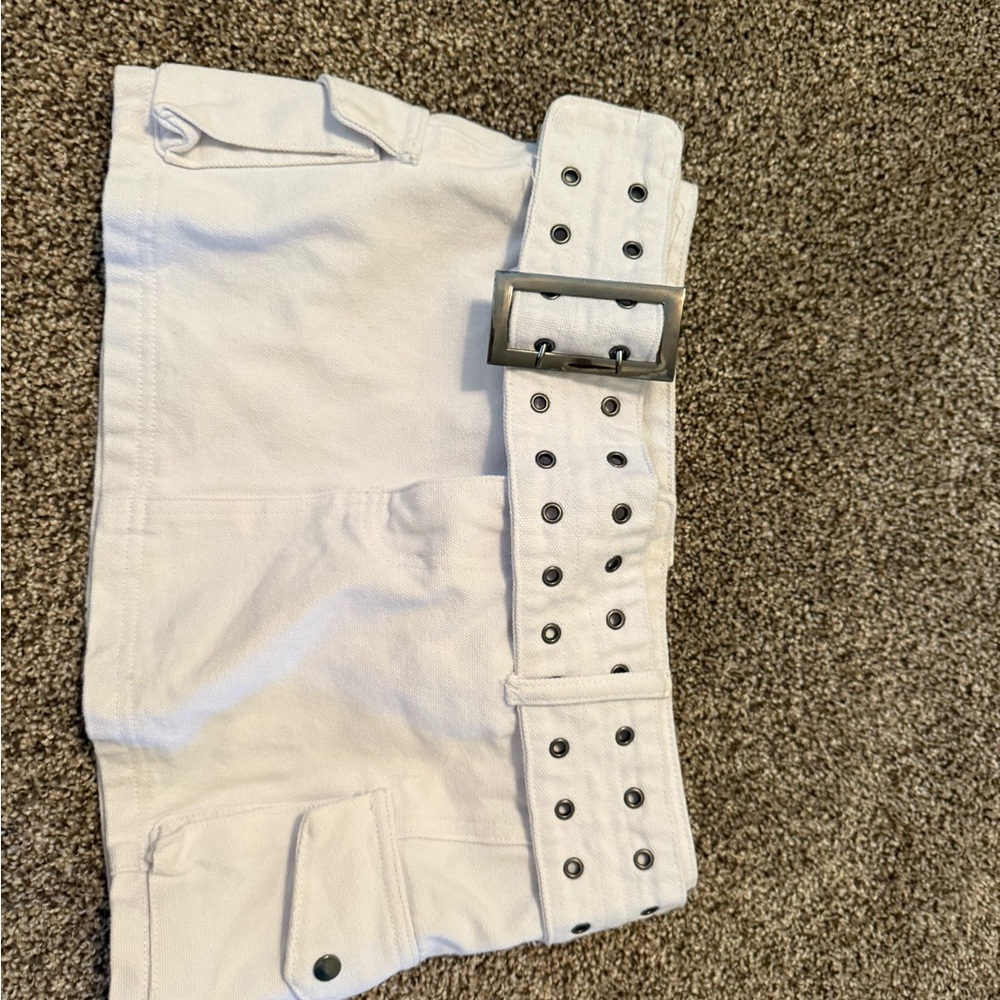 Princess Polly white denim mini skirt